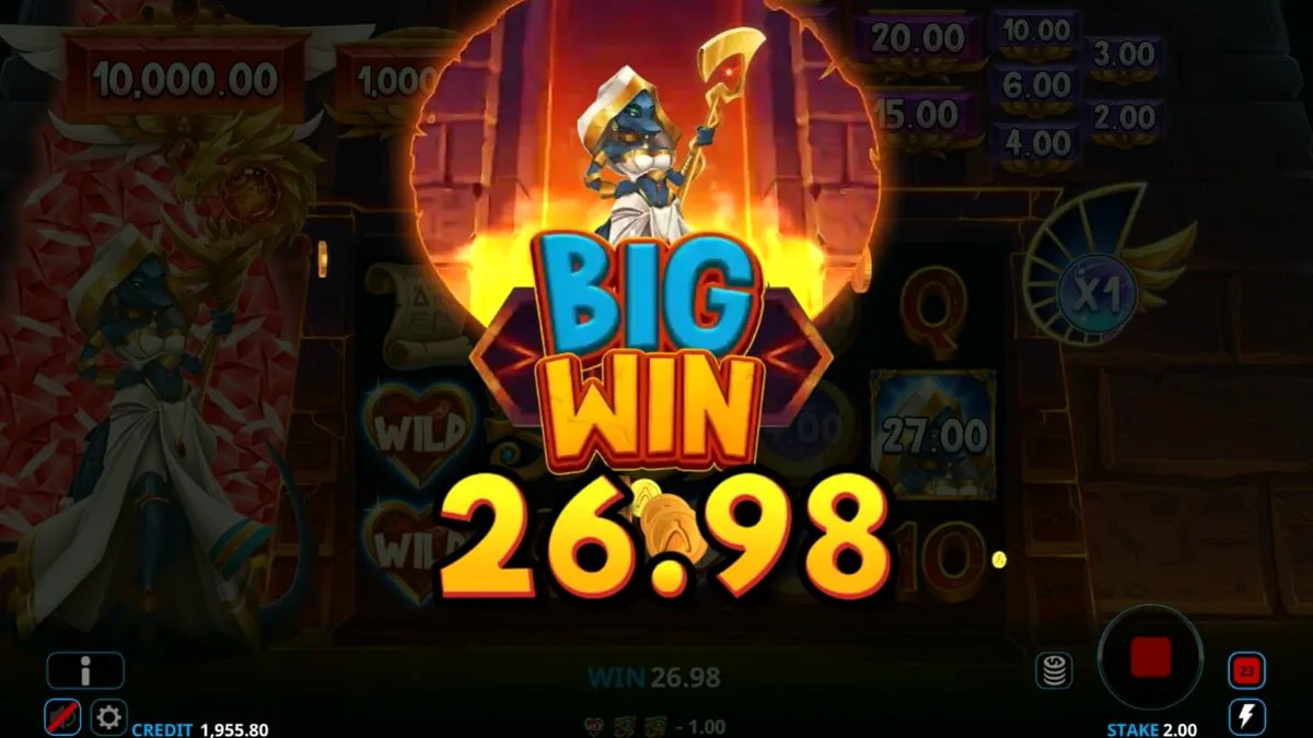 Ammit Hellfire slot machine interface featuring the Egyptian goddess theme