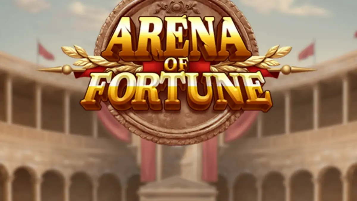 Interface do jogo de slot Arena of Fortune com tema de gladiadores romanos